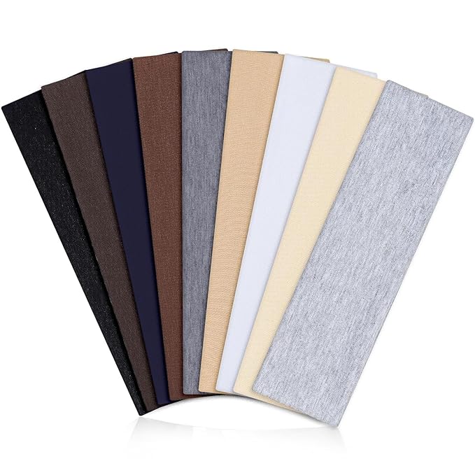 9 Pack Headbands for Women Non Slip - Elastic Cotton Fabric - Sweat Absorption - Soft Cloth Hair Bands for Women's Hair, Stretchy Sports Headbands for Workout Yoga Gym - B