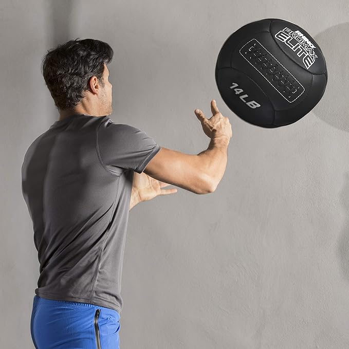 Champion Sports Rhino Promax Elite Slam Ball – Soft Shell, Non-Slip Grip, Multiple Weights Available, 14” Diameter, for Weightlifting, Plyometrics, Cross Training & Home Gym Fitness