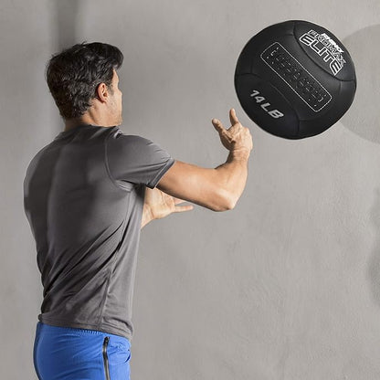Champion Sports Rhino Promax Elite Slam Ball – Soft Shell, Non-Slip Grip, Multiple Weights Available, 14” Diameter, for Weightlifting, Plyometrics, Cross Training & Home Gym Fitness