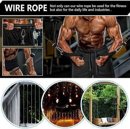 Favuit Fitness Pulley Cable, Gym Replacement Cable Heavy Duty Steel Wire Rope Fitness Cable Pulley System Attachments Home Gym Machine Equipment Workout Accessories