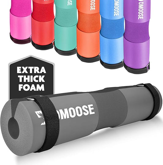 DMoose Fitness Barbell Pad for Hip Thrust, Squat & Lunges - Non-Slip Thick Foam Cushion for Neck and Back Support with Two Straps - Hip Thrust Pad for Leg Day - Fits All Olympic Bars and Smith Machine