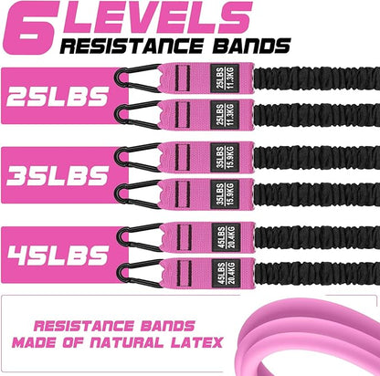 Pilates Bar Kit with Resistance Bands for Working Out, 210lbs Heavy Resistance Bands with Handles, Pilates Equipment with Resistance Band Bar for Men Women, at Home Gym Full Body Workout Equipment