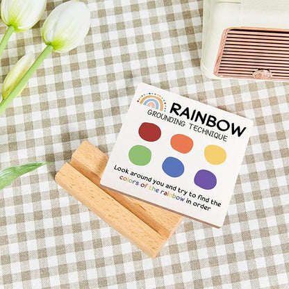 Mental Health Inspirational Gift, Colorful Positive Affirmations Wood Sign with Wooden Stand, Colorful Mental Health Wood Sign, Cheer Up Gifts for Psychologist School Counselor Student Boy Girl