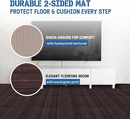 Yes4All 48SQ.FT Wood Grain Puzzle Exercise Mat Protective Flooring, EVA Interlocking Foam Floor Tiles with Border for Home