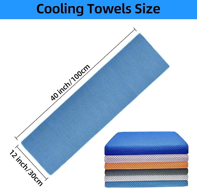 Cooling Towel (40"x12") for Sweat 4pcs Sweat Towels Cooling Towels for Neck and Face Soft Breathable Chilly Sports Towel for Yoga,Gym,Golf,Camping,Running,Fitness,Workout…