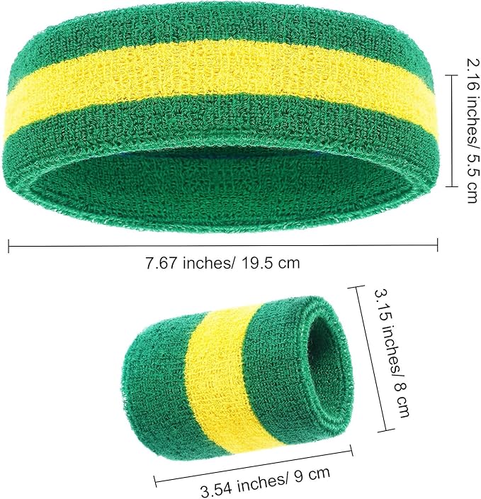 WILLBOND 3 Pcs Sweatbands Set 80s 90s Neon Sports Headband Tennis Striped Sweat Band Sports Competitions Games for Men Women Party Supplies
