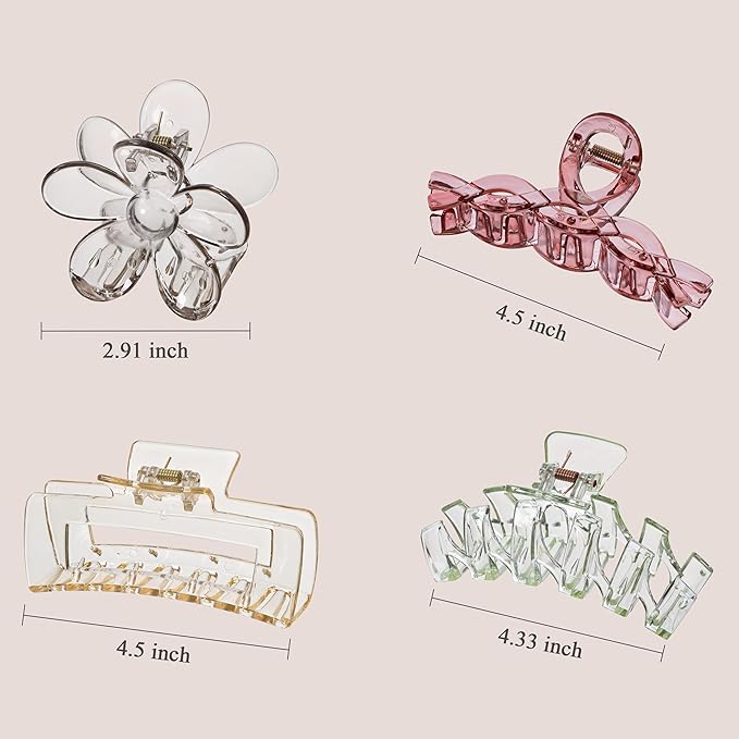 8PCS Hair Clips for Women, Flower Claw Clips for Thick Hair, Non-Slip Hair Accessories with Multi-Styles, Colorful Hair Claw Clips and Variety Pack, Ideal for Girls