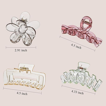8PCS Hair Clips for Women, Flower Claw Clips for Thick Hair, Non-Slip Hair Accessories with Multi-Styles, Colorful Hair Claw Clips and Variety Pack, Ideal for Girls