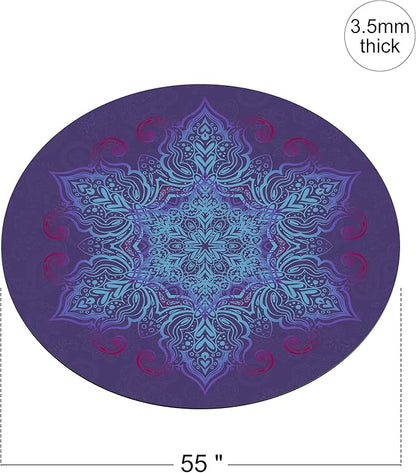 Round Meditation Pilates Yoga Mat Luxury Suede Large Yoga Mat Natural Rubber Non-Slip Base is ery Suitable for Meditation, Stretching, Yoga Environmental Protection, Fitness Exercise, Home and Outdoor. 140CM Diameter