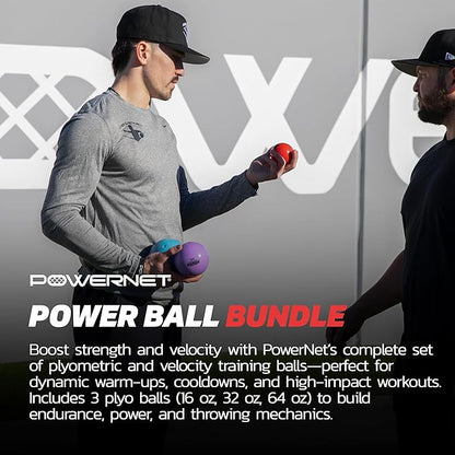 PowerNet Power Plyometric Training and Velocity Weighted Ball Bundle, Softball & Baseball Training Equipment to Increase Velocity & Strength, Sand-Filled Mixed Size and Weighted Balls
