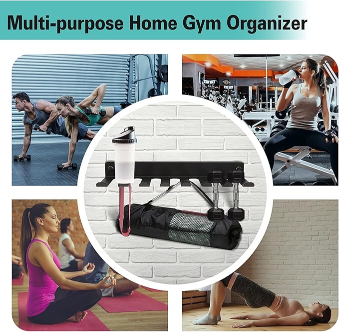 Home Gym Storage Rack, Extra Long 23‘Barbell Rack Weight Room Organizer 11 Prong Gym Equipment Storage Rack for Gym Accessories Like Fitness Bands,Resistance Bands,Straps,Foam Rollers,Barbell