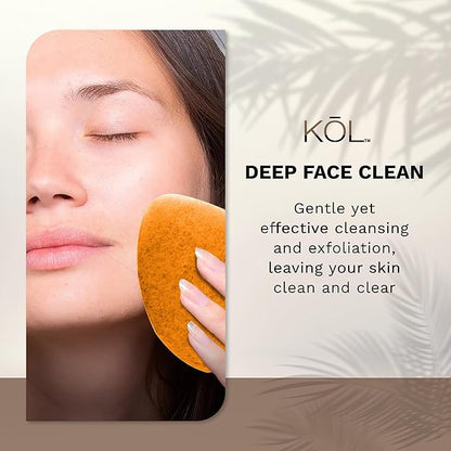 KOL Face Scrubber, Citrus and Vitamin C Infused Exfoliating Facial Cleansing Pads, Disposable Exfoliator Face Sponge for Daily Cleaning and Makeup Removal, 6 Count