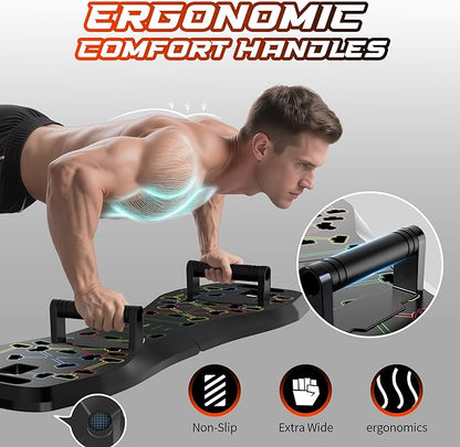 LALAHIGH Push Up Board,36 in 1 Home Gym Equipment with Ab Roller Wheel & Resistance Bands, Portable Foldable Workout Board for Full Body Strength Training Men Women