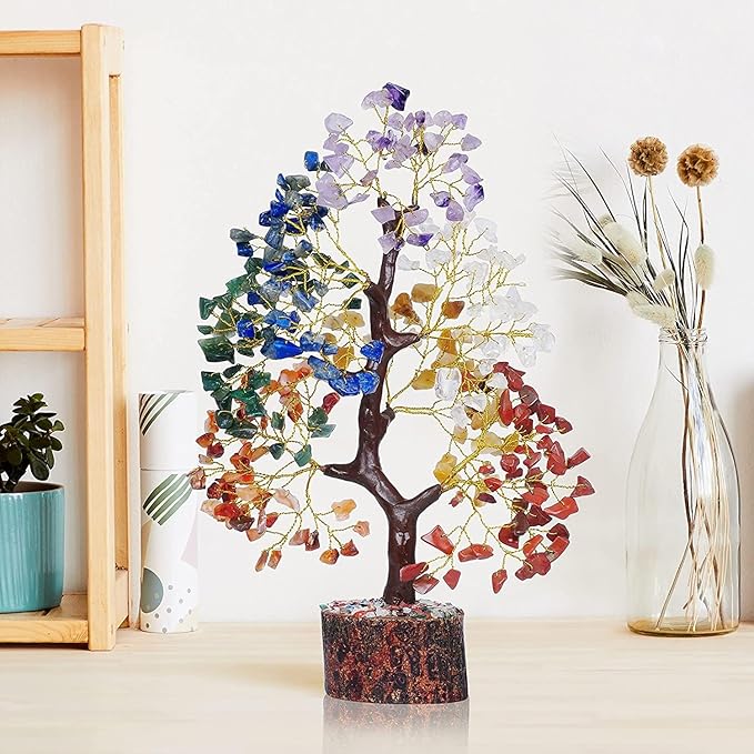 YATSKIA 7 Chakra Tree of Life, Crystals and Healing Stones, Birthday Gifts for Women - Crystal Tree for Positive Energy, Home Office Decor, Spiritual Gifts for Women