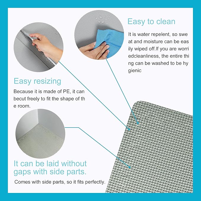 BODYTECH Puzzle Exercise Mat Interlocking Foam and Tile Mats for Home Gym. Floor Padding for Small Child. Gray Color 18 x 18 x ½ Thick 8 Sheet 18 SQFT