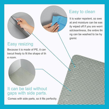 BODYTECH Puzzle Exercise Mat Interlocking Foam and Tile Mats for Home Gym. Floor Padding for Small Child. Gray Color 18 x 18 x ½ Thick 8 Sheet 18 SQFT