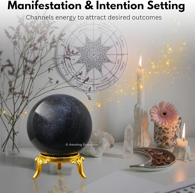Amazing Gemstone Blue Aventurine Crystal Ball with Stand - 2" Inches Crystal Sphere Meditation Balls for Witchcraft and Decorative Balls