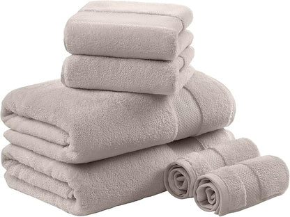 Madison Park Turkish 100% Cotton 600Gsm Luxury Premium Thick Soft Absorbent Hotel Bathroom Towel Set Shower Hand Face Washcloths, Assorted Sizes, Taupe 6 Piece