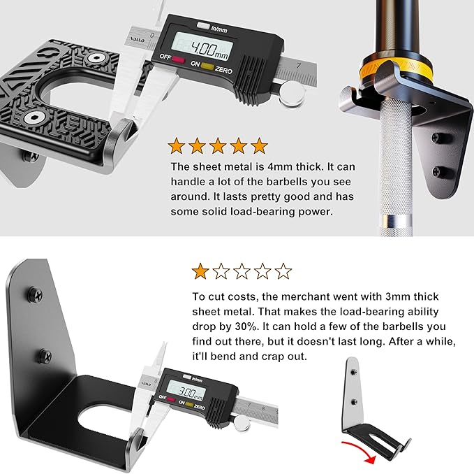 VAIIO Single Olympic Barbell Hanger,Garage Gym Bar Wall Rack,Vertical Barbell Mount Rack,Black Powder Coated,Space Saving Commercial or Home Gym Accessory,Holds Under 33mm Bar Size