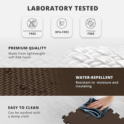 bemaxx Gym Mats Set - 18 pcs EVA Interlocking Foam Floor Tiles (12.6"x12.6"x0.4") 18sqft Protective Gym Flooring Sports Home Workout Exercise Mats Puzzle Garage Fitness Play-Room Garage Pool Treadmill