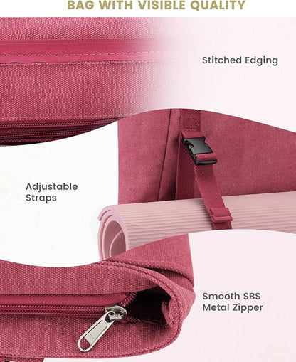 Gonex Yoga Mat Bag, Yoga Gym Bag Tote Bag with Multi Pockets For Women Men, Canvas Yoga Mat Carrier Take in Out Mat Easily For Pilates Travel Workout Office