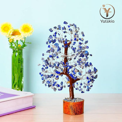 YATSKIA Lapis Lazuli Crystal - Crystal Tree - Feng Shui Decor - Tree of Life - Meditation Accessories - Desk Decorations, Spirtual Things, Good Luck Gifts