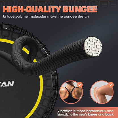BCAN 40"/48" Mini Rebounder Trampoline for Adults with Bar, 450/550LBS Fitness Trampoline with Bungees, Adjustable Handle, Stable & Quiet, Indoor Outdoor, Whole-Body Workout & Relaxation at Home