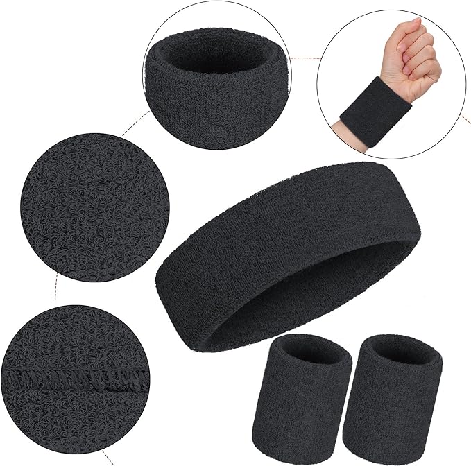 WILLBOND 3 Pcs Sweatbands Set 80s 90s Neon Sports Headband Tennis Striped Sweat Band Sports Competitions Games for Men Women Party Supplies