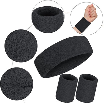 WILLBOND 3 Pcs Sweatbands Set 80s 90s Neon Sports Headband Tennis Striped Sweat Band Sports Competitions Games for Men Women Party Supplies