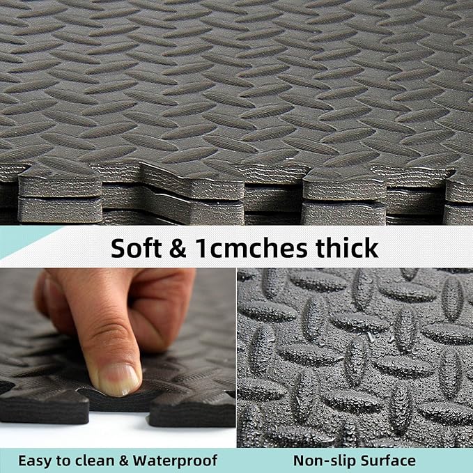 Febyyer Interlocking Soft Foam Floor Mat - 20 Tiles Protective Gym Flooring Set, Exercise Mats EVA Puzzle Rubber Tiles, Ground Surface Protection Workout Underlay Matting Sports Home Fitness Garage