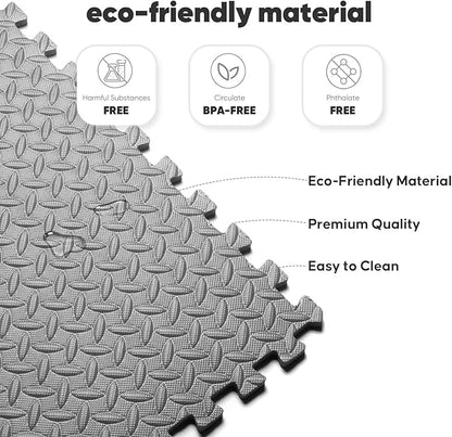 Home Gym Mat, Puzzle Exercise Mat, EVA Interlocking Foam Floor Tiles for Home Workout Equipment and Kids' Play Areas -, 24 in x 24 in x ½ in, Grey 36 Tiles
