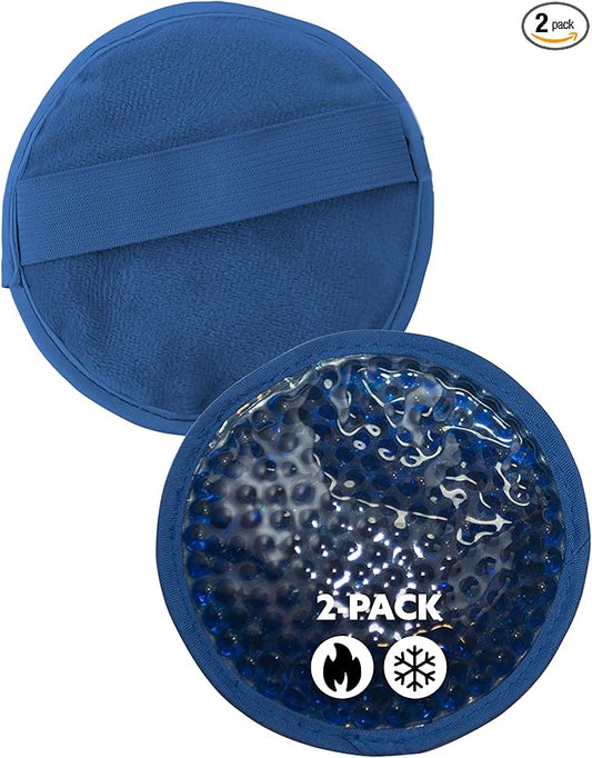 Alpi Circle Plush Gel Ice Packs Reusable & Microwavable – 4”x4” Small Ice Packs for Kids & Adults – Hot or Cold Eye Mask with Beads - Plush Comfort for Muscle Aches & Minor Discomfort – Blue