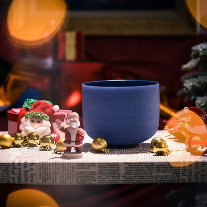 TOPFUND Indigo 432 Hz A Note Crystal Singing Bowl 8 inch Third Eye Chakra with Heavy Duty Carrying Case and Suede Mallet
