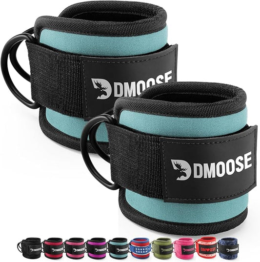 DMoose Fitness Ankle Straps for Cable Machines - One Size Fit with Premium Padding, Glute Kickback Ankle Strap for Women & Men, Cable Attachments for Gym, Booty Workouts, Leg Extension & Hip Abductors