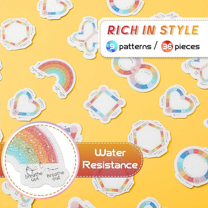 36 Pcs Anxiety Sensory Stickers Mental Health Stickers Fidget Textured Strips Toys Adhesive Tactile Calm Relief Items for Adults Desk School Counselor Classroom(Breath Style)