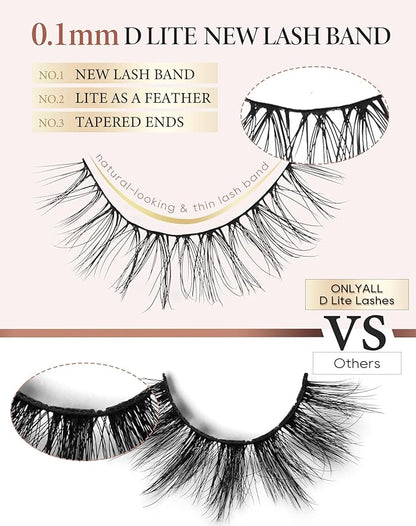 Eyelashes Natural Look Fake Eyelashes Natural Lashes Lightweight False Eyelashes Wispy Lashes 3D Faux Mink Eyelashes 7 Pairs D3