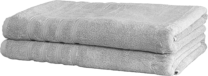 Mosobam Luxury Turkish Towels Set of 2 Bath Sheets 35X70 Light Grey (Gray) 700 GSM Bamboo Viscose & Aegean Turkish Combed Cotton