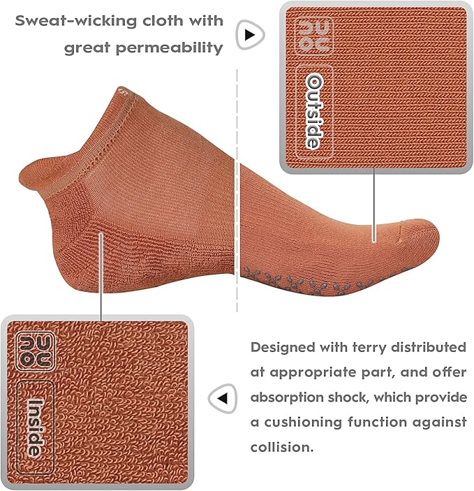 unenow Unisex Non Slip Grip Socks with Cushion for Yoga Pilates Barre Home & Hospital