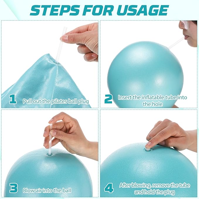 Pilates Ball, 9 Inch Small Exercise Mini Soft Workout Yoga Ball with Exercise Guide, for Home Gym Yoga, Pilates, Core Training, Workout, Balance, Stability