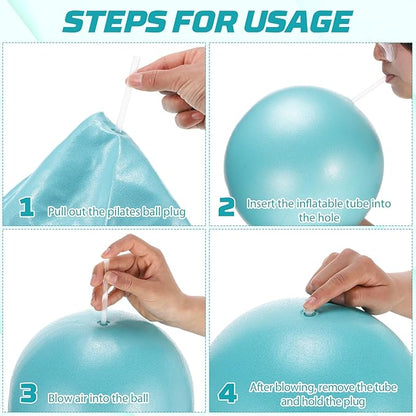 Pilates Ball, 9 Inch Small Exercise Mini Soft Workout Yoga Ball with Exercise Guide, for Home Gym Yoga, Pilates, Core Training, Workout, Balance, Stability