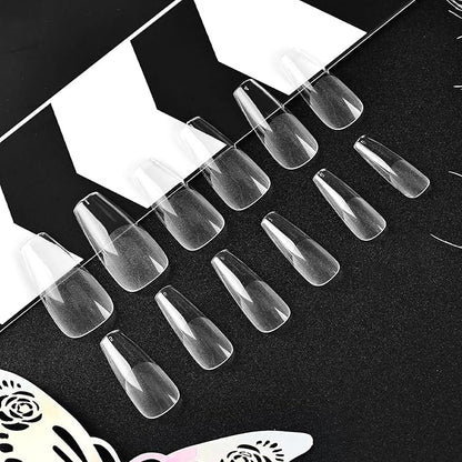 JODSONE Short Straight Nails Tips Full Cover Soft Gel Nail Tips for Professional Pre-shaped Straight Shape False Nail Half Matte Fake Nail 10 Sizes 240PCS