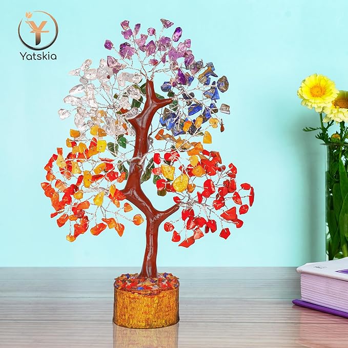 YATSKIA 7 Chakra Crystal Tree of Life, Gemstones and Crystals, Crystals Home Office Decor, Birthday Gifts for Women