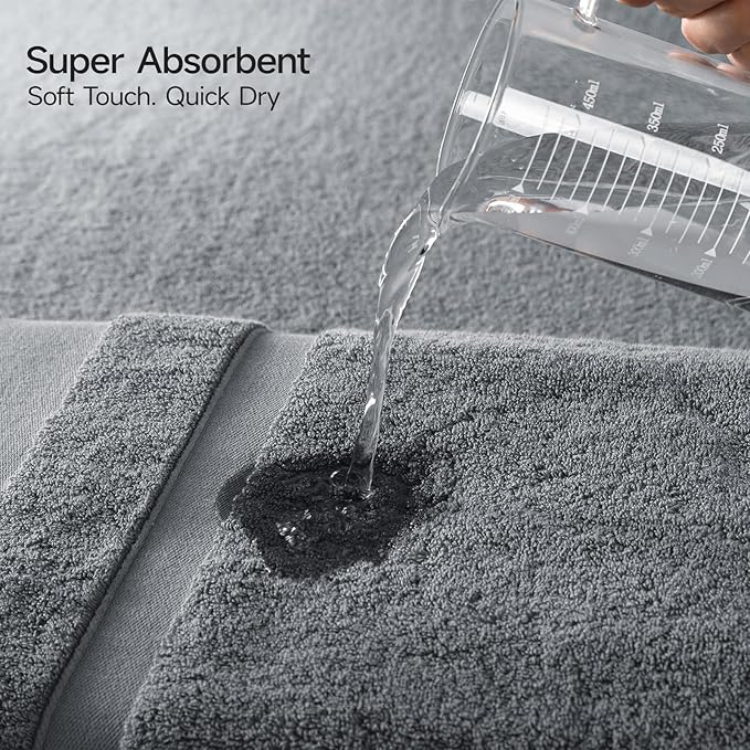 REDKISS 100% Cotton Bath Towels Set of 2, Extra Large Bath Sheets 35 X 70 Inches, 800 GSM, Quick Dry, Ultra Soft & Super Absorbent Bathroom Towel Sets for Bathroom, Gym, Spa, Pool & Hotel, Grey