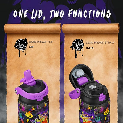 Halloween Gothic Water Bottle with Straw, Stainless Steel Insulated Water Bottle,Leak Proof, One-Touch Flip Lid, BPA Free, Holiday Gifts For Women Men, 32oz, Ghost Party