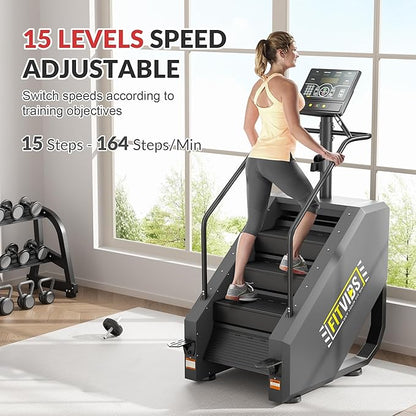 Fitvids Stair Stepper Machine, Commercial Grade Stair Climber with 15 Resistance Levels, Continuous Stair Stepping Machine for Cardio and Lower Body Workouts, LED Screen, Exercise Machine for Home Gym