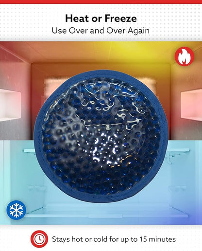 Alpi Circle Plush Gel Ice Packs Reusable & Microwavable – 4”x4” Small Ice Packs for Kids & Adults – Hot or Cold Eye Mask with Beads - Plush Comfort for Muscle Aches & Minor Discomfort – Blue