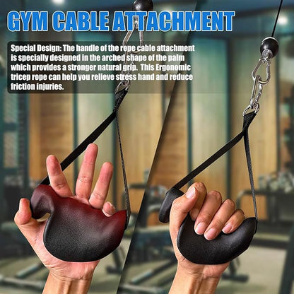 Ergonomic Tricep Rope Pulldown Attachments, Upgraded 27 32 40 & 47 Inch Extra Long Triceps Rope Cable Attachments for Gym, LAT Pull Down Bar for Cable Machine, Tricep Workout Cable Attachments