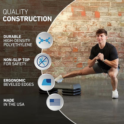 Freestyle STEP Exercise Step Platform, Circuit Size Stepper for Exercise at Home with 2 Risers