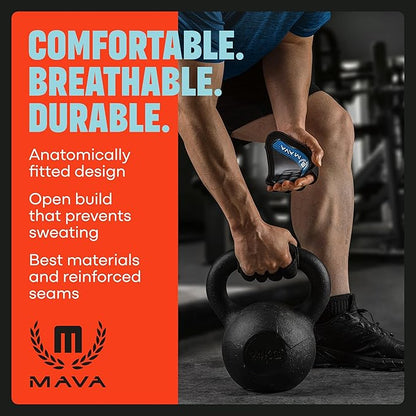 Mava Sports Neoprene Grip Pads Lifting Grips, an Alternative to Barehand Gloves for Weight Lifting Women and Men, Pull-Up Grips, Crossfit, Workout Pads