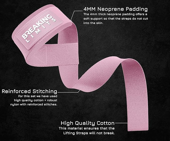 Breaking Limits Gym Straps Weight Lifting Wrist Wraps Bundle – Workout Lifting Straps for Deadlift – Wrist Straps for Weightlifting Men & Women - Muñequeras Para Gym